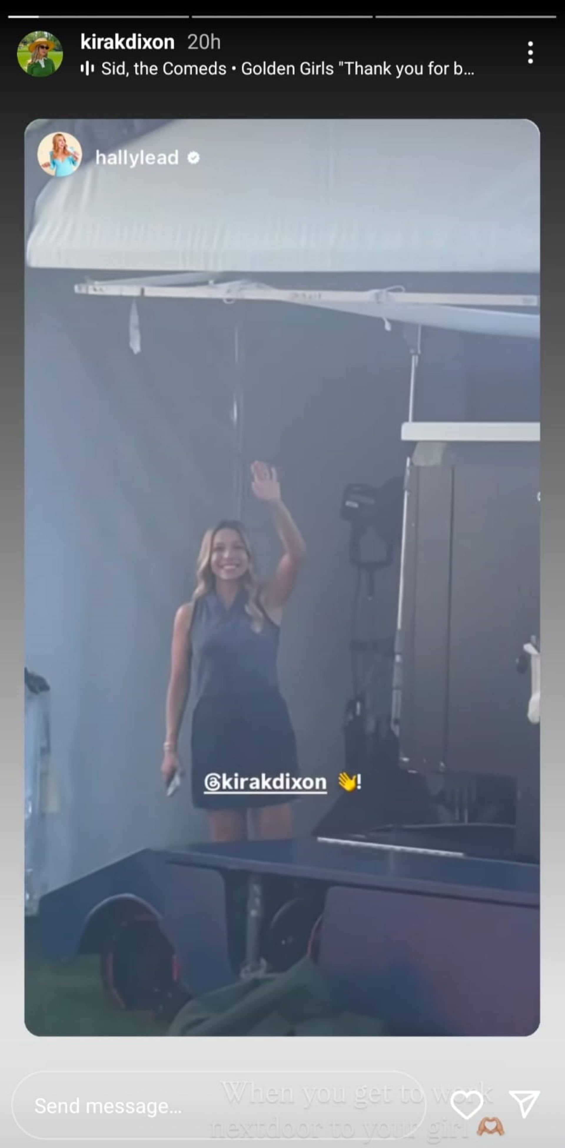 Kira K. Dixon waving at Hally Leadbetter | IG/@kirakdixon